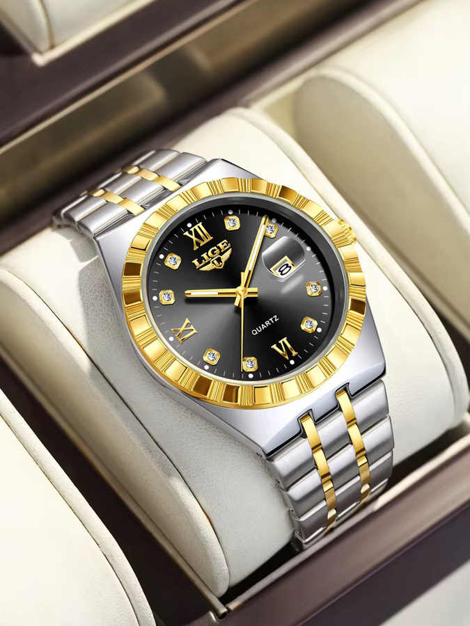 LIGE Armbanduhr Quarz, Edelstahl, Blau, Herren - Bild 7