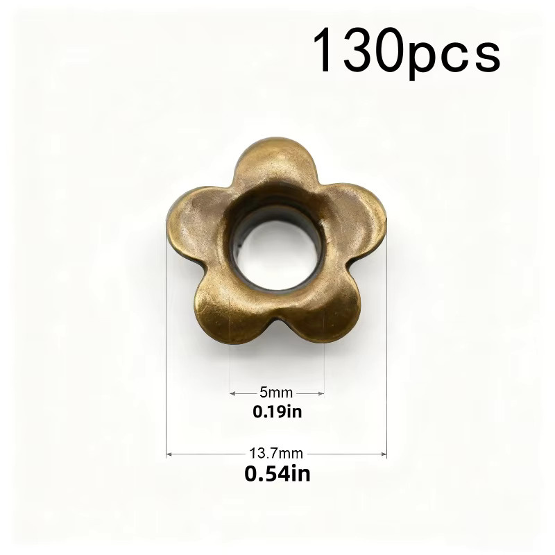 130er-Set Bronze-Metall-Ösen mit Blumenloch für handgefertigte Sammelalben und künstlerische Bastelarbeiten - Bild 2