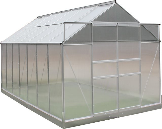HC Garten & Freizeit Alu-Gewächshaus mit Polycarbonat-Verglasung und Schiebeelementen in Silber, B/T/H: 443 x 244 x 210 cm - Bild 1