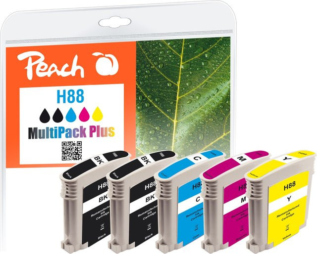Peach HP 88 Druckerpatronen-Set, 5er Pack, wiederaufbereitet, kompatibel mit HP OfficeJet Pro K 5300, ersetzt C9385AE, C9386AE, C9387AE, C9388AE - Bild 1
