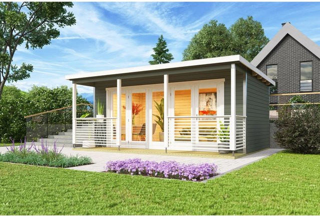 Lasita Maja Gartenhaus Liverpool Flachdach in Grüngrau, B/H/T: 580 x 239,4 x 430 cm - Bild 1