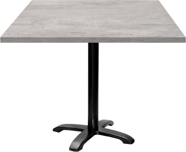 RestooTab Tisch Bazila quadratisch in Stein-Optik, B/T/H: 90 x 90 x 74 cm, Platte grau/beton und Gestell schwarz - Bild 1