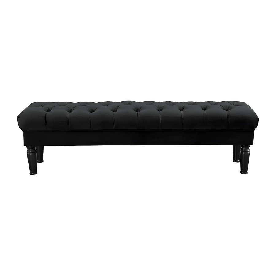 Vente-unique Sitzbank Rinaldo in Schwarz mit Samtbezug, Breite: 160 cm - Bild 2