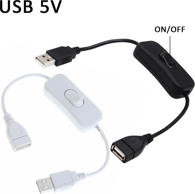MJJC USB-Verlängerungskabel mit Ein/Aus-Schalter, Schwarz, Länge: 28 cm - Bild 1