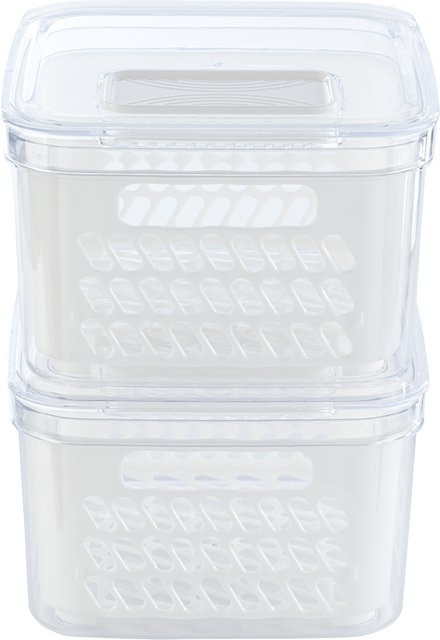 LIVARNO HOME Frischhalteboxen-Set mit herausnehmbarem Abtropfeinsatz, weiß und transparent - Bild 1