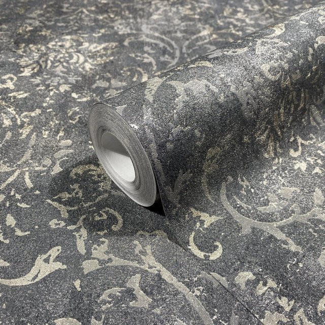 Marburg Vliestapete in Betonoptik Schwarz-Silber mit abstraktem Stein-Look FSC-zertifiziert - Bild 1