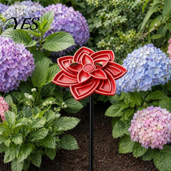 Soft Haven Bienenfutterspender in Blumenform als Gartenspieß und Trinkbrunnen für Outdoor-Dekoration, grün - Bild 5