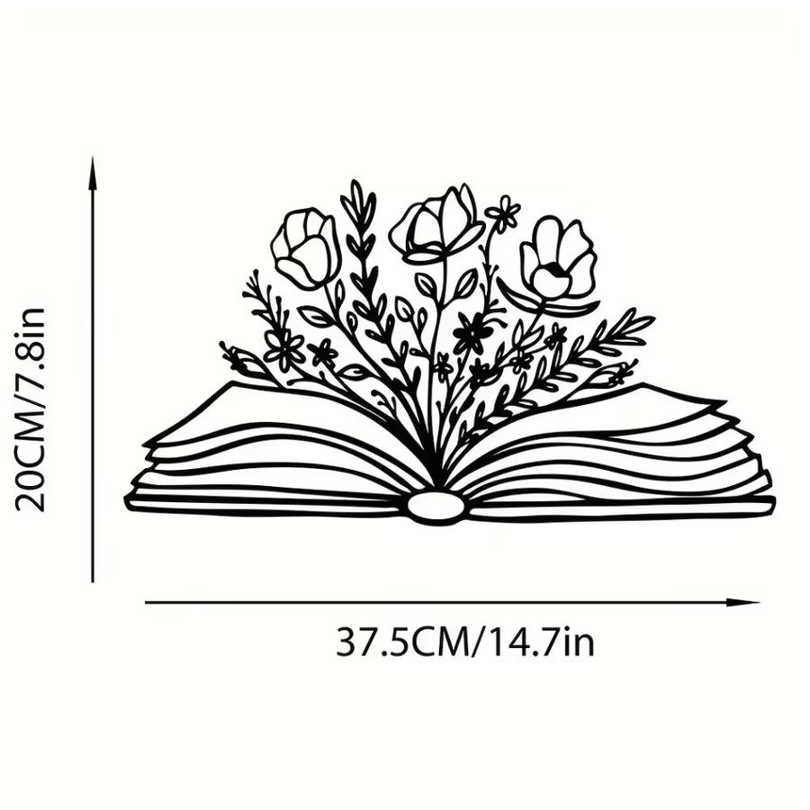 CIFBUY Metallwandkunst für Buchliebhaber mit floralem Design in Schwarz - Bild 2