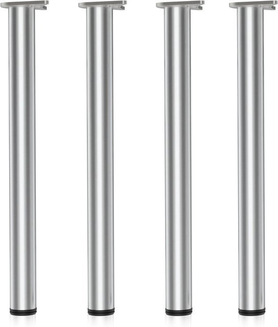 Wiltec Tischbein Set aus Edelstahl in Nickel, 4er Set, verstellbar, Durchmesser: 6 cm, Höhe: 71 cm - Bild 1