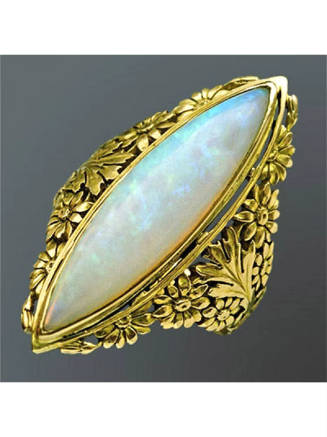 YoYo Ring Vintage, vergoldet, synthetischer Opal, Damen - Bild 3