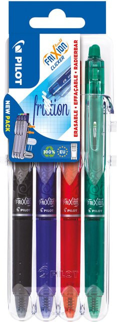 PILOT FriXion Clicker 07 Rollerball Set mit 4 Farben: Schwarz, Blau, Rot, Grün - Bild 1