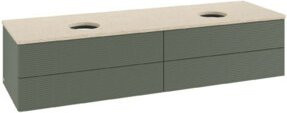 V&B Waschtischunterschrank Antao mit Frontstruktur in Grau-Grün lackiert, B: 160 cm, T: 50 cm - Bild 1