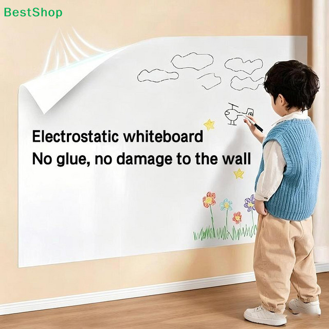 Wiederverwendbarer elektrostatischer Whiteboard-Aufkleber aus PP als abnehmbare und abwischbare Zeichentafel in Weiß - Bild 1
