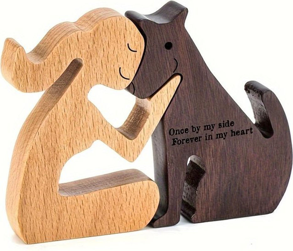Mango Event Hundeskulpturen aus Holz in Braun - Handgefertigtes Set aus dekorativen Tierfiguren für Haus und Büro - Bild 1