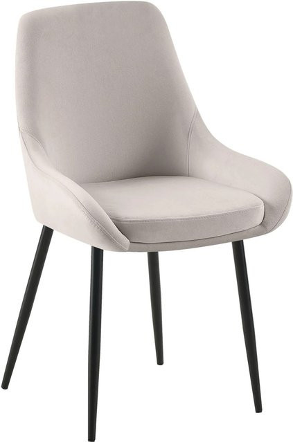 DELUKE 2er Set Esszimmerstühle PUNAR aus Samt in Grau mit schwarzen Metallbeinen, B/T/H: 50 x 53 x 86 cm - Bild 1