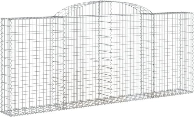 6er Set vidaXL Gabionen mit Hochbogen aus verzinktem Eisen in Silber, B/T/H: 300 x 30 x 120/140 cm - Bild 1