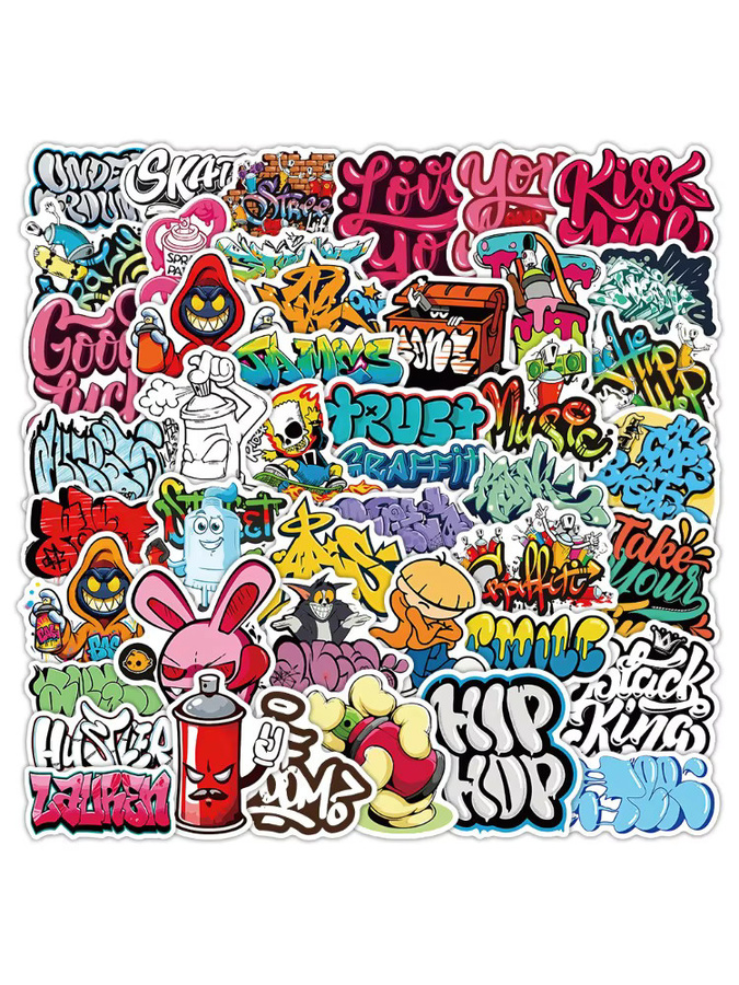 50 Stück Graffiti Street Art Aufkleber Multicolor für Laptop, Skateboard und Wasserflasche von Story Store - Bild 5