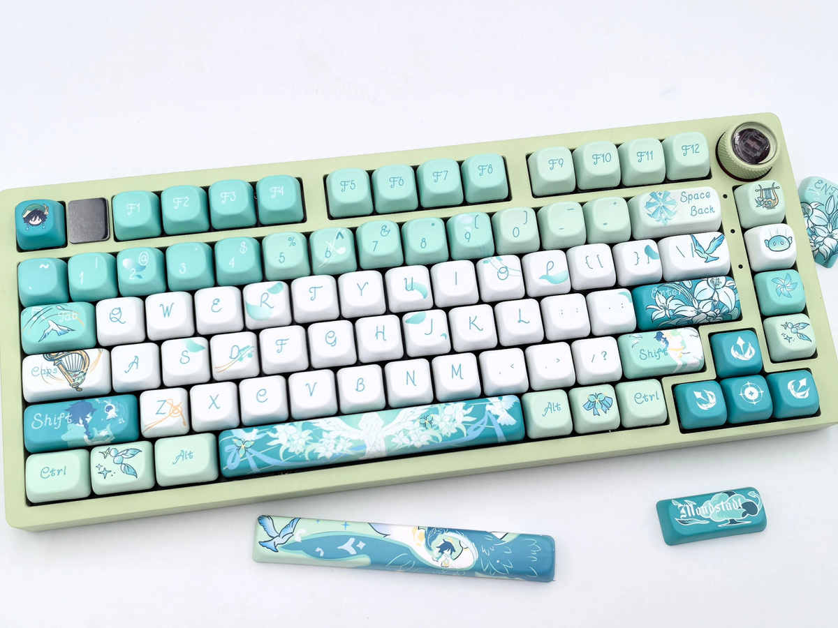 Venti Tastenkappen im Genshin Impact Anime Design, 140+ PBT Tastenkappen mit Thermosublimation im Kirschprofil, Mehrfarbig - Bild 1
