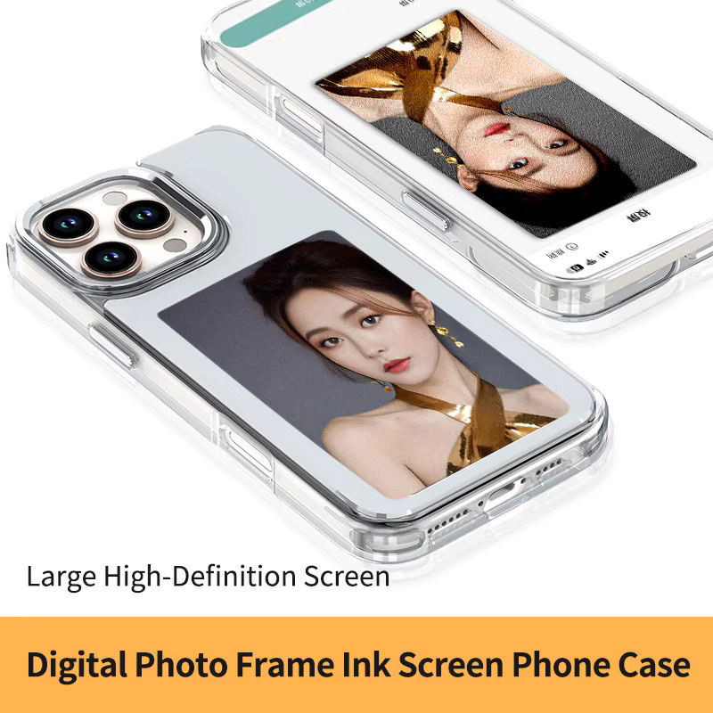 NFC Handyhülle für Apple iPhone 16 15 14 13 Pro Max Plus mit 3,97 Zoll hochauflösendem DIY 4-Farben E-Ink Display in Transparent/Weiß/Multicolour - Bild 2