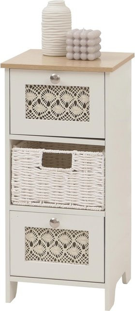 MCW Kommode MCW-O75 mit 3 Korbschubfächern aus Holz und Melamin, Farbe: Weiß, B/T/H: 63 x 30 x 30 cm - Bild 1