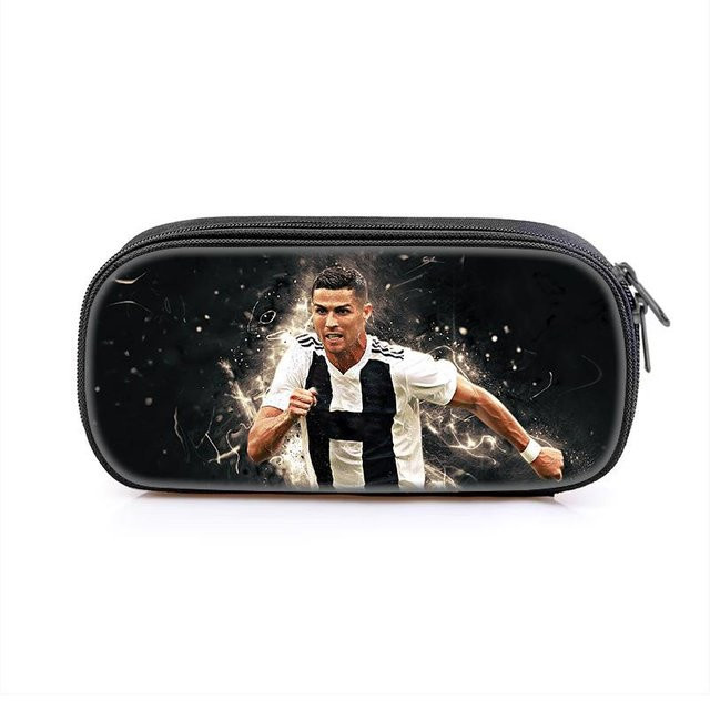Fancy Style Studio Ronaldo Federmäppchen für Jungen und Mädchen, schwarze Fußballstar Federtasche aus Nylon - Bild 1