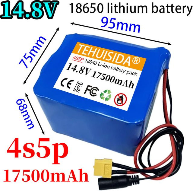 TEHUISIDA 4S5P 18650 Lithium-Akku mit integriertem BMS, 17,5 Ah, 14,8 V, Blau - Bild 1