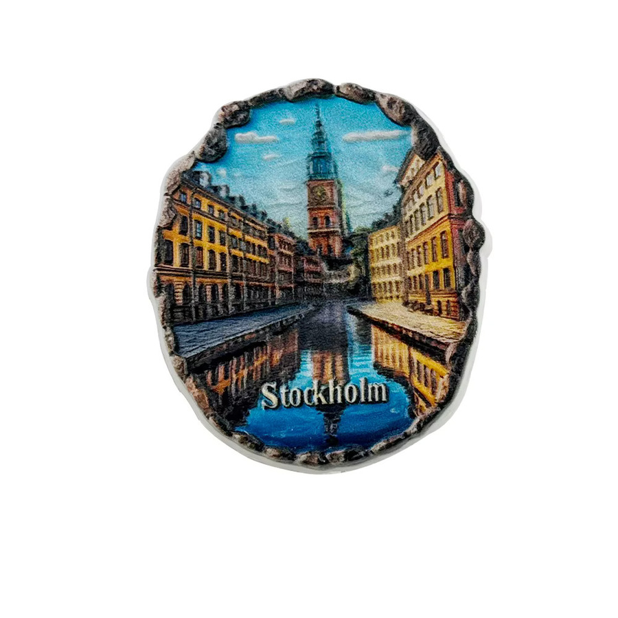 Kreativer Kühlschrankmagnet Stockholm Schweden im klassischen 3D-Stil, Mehrfarbig - Bild 4