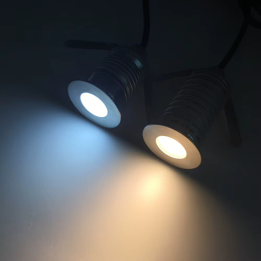 YELEDWAY Mini LED Bodenstrahler IP67 für Garten und Treppen, DC12V, Warmweiß, Silber, Rund - Bild 4