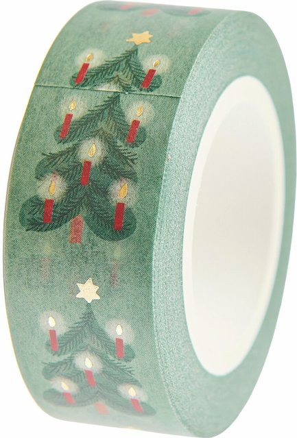 Rico Design Paper Poetry Washi Tape Weihnachten Weihnachtsbäume in Mint, Breite: 1,5 cm - Bild 1