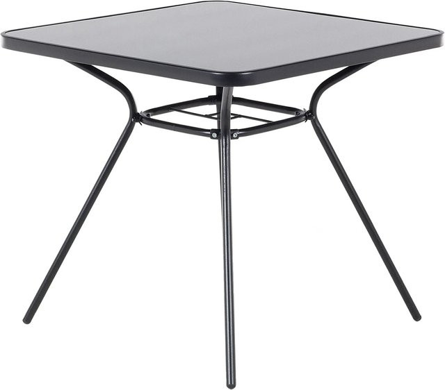 Beliani Gartentisch LIVO in Schwarz aus Glas und pulverbeschichtetem Stahl, B/T/H: 80 x 80 x 72 cm - Bild 1