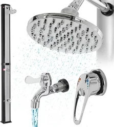 ECD Germany Solardusche mit Fußdusche und Regenduschkopf, 35l, Silber/Schwarz, PVC - Bild 1