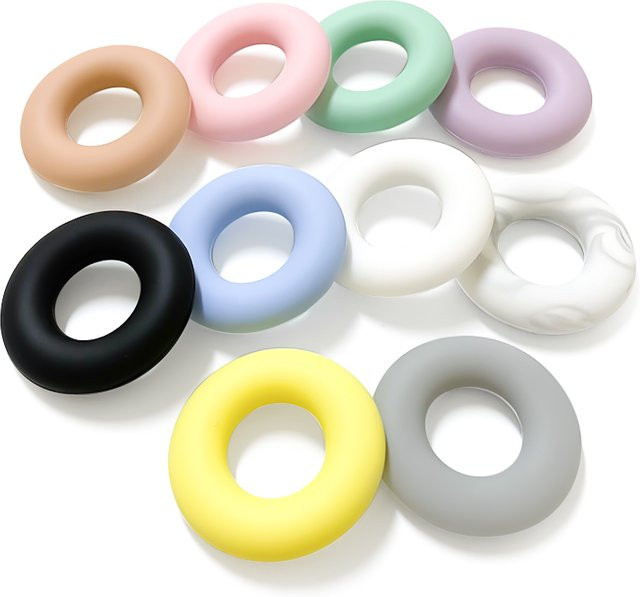 10 Stück Lcmombay Silikon Donut Beißringe in Mehrfarbig als sensorisches Kaugummi-Spielzeug und DIY-Schmuckzubehör, BPA-frei - Bild 1