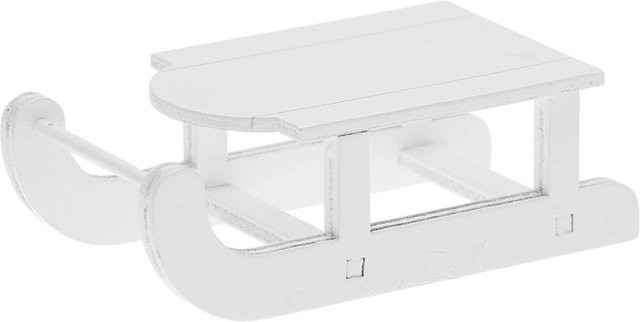 Rico Design Miniatur Schlitten Winter Weiß Holz - Bild 1