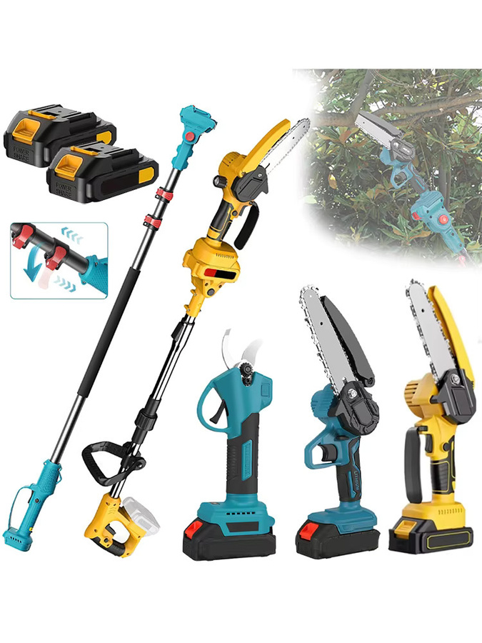 Makita LXT Akku-Gartenwerkzeug-Set in Gelb mit bürstenloser Hochastsäge 6 Zoll, Kettensäge und 25 mm Gartenschere inklusive Teleskopstange für 18V Akkus - Bild 5