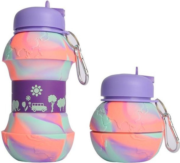 Kreative Silikon-Wasserflasche für Kinder mit Strohhalm, BPA-frei und faltbar, 550 ml - Bild 1