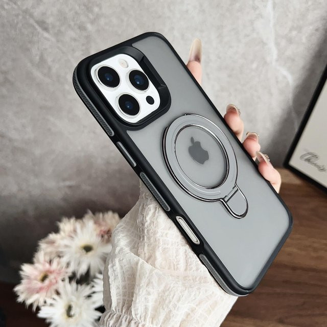 Magnetische Schild-Rüstung Handyhülle für Apple iPhone 16 und 15 Pro Max in Grau mit rutschfester Kante - Bild 1