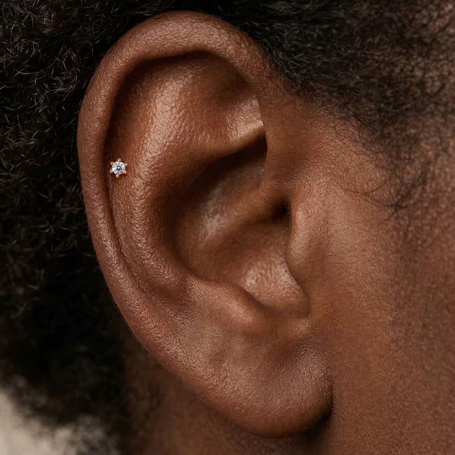 CANNER Piercing-Ohrstecker, 14K Gold, Titan, Zirkonia, Damen - Bild 3
