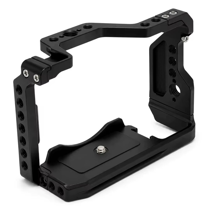 SOARSHOT Kamerakäfig für Sony A6700 aus CNC Aluminiumlegierung in Schwarz mit Cold Shoe und Befestigungslöchern für Videoaufnahmen - Bild 7