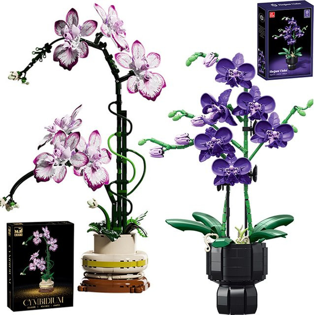 FINGERROCK DIY Bausteine Set Orchidee Cymbidium Simulation Blumen Topfpflanze als kreatives Geschenk - Bild 1