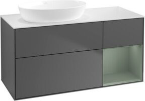 V&B Waschtischunterschrank Finion mit Wandbeleuchtung in Anthrazit lackiert, Breite: 120 cm, Tiefe: 50,1 cm, Höhe: 50,1 cm - Bild 1