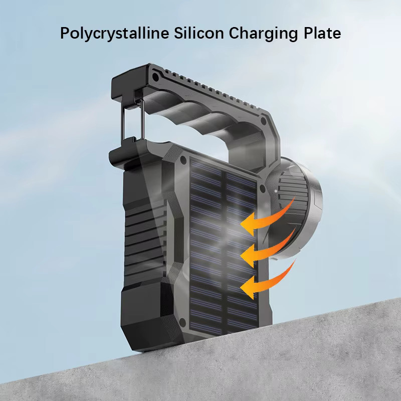 SHENZHITECH Solar Tragbare LED Taschenlampe mit COB Arbeit Licht und Laterne Funktion in Schwarz - Bild 2