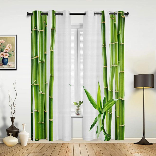 Semi-transparenter Bambus-Fenstervorhang im Retro-Shabby-Stil mit floralem Muster, Farbe: Weiß, Breite: 135 cm, Höhe: 60 cm - Bild 1