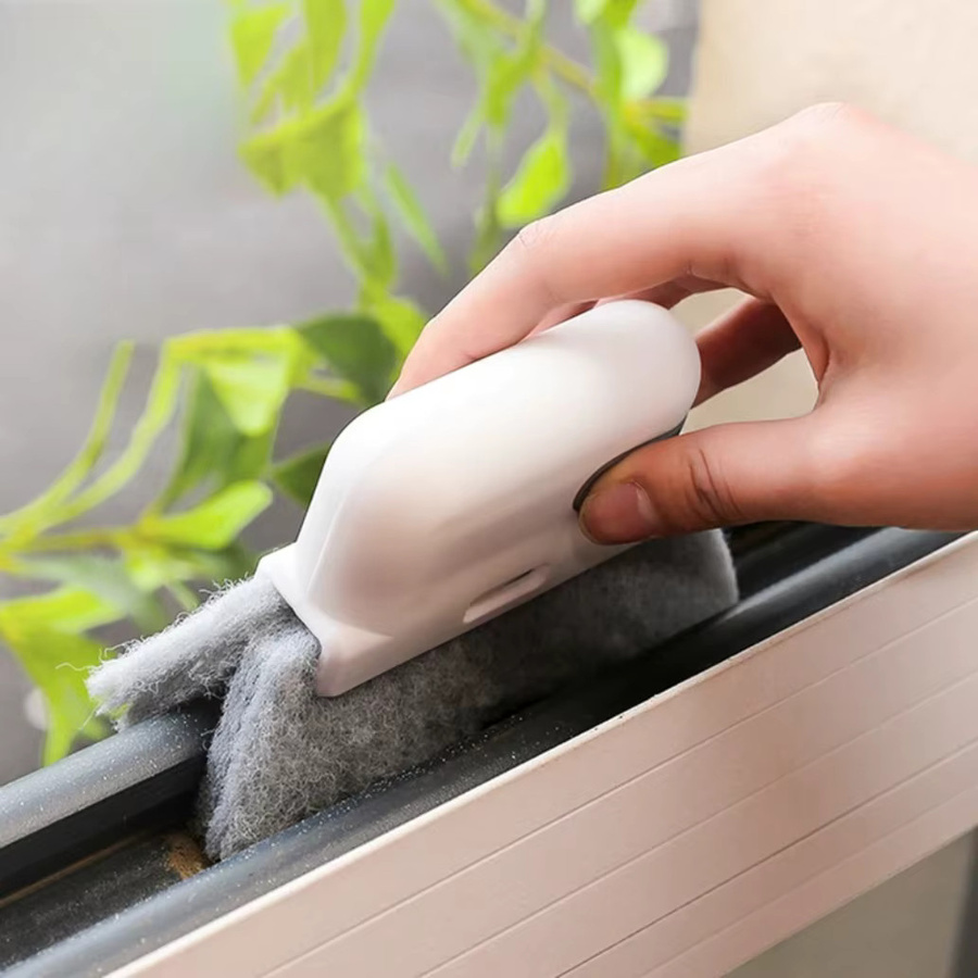 Multifunktionale Fensterreinigungsbürste und Rillenbürste von XMSJ mit abnehmbarem Mikrofaserkopf in Gelb und Weiß - Bild 3