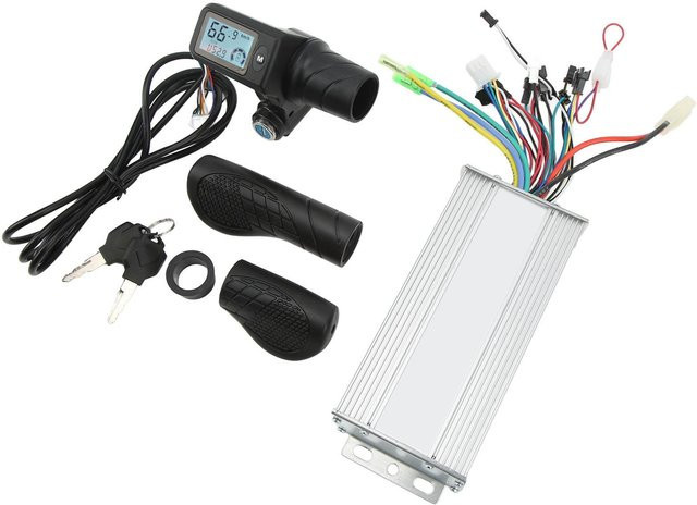 Bürstenloser Elektromotor für Fahrrad mit 1000W, 36V/48V, LCD-Panel 805 und geteiltem Gasgriff für 22,5 mm Lenker in Weiß - Bild 1