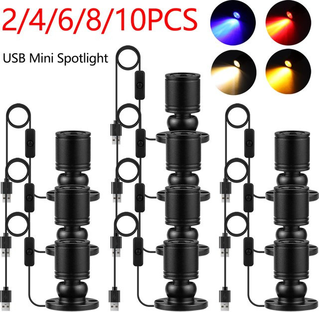 Guillermo USB-Mini-LED-Strahler in Schwarz als Wand- und Deckenlampe mit 360 Grad drehbarer Ausrichtung und integriertem Schalter - Bild 1