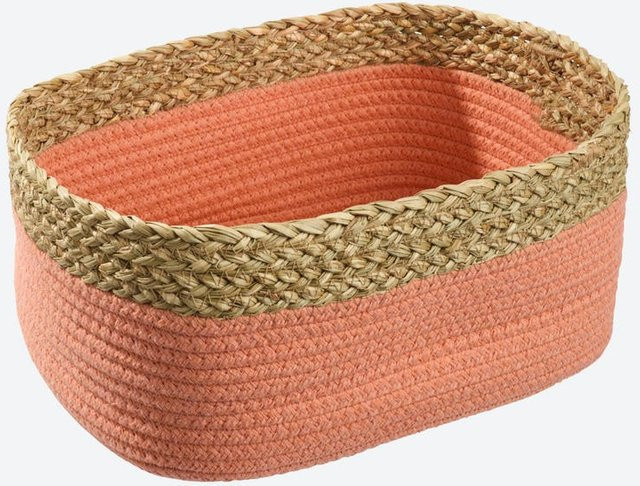 NKD Korb aus Wasserhyazinthe und Baumwolle in Coral mit ovalem Design - Bild 1