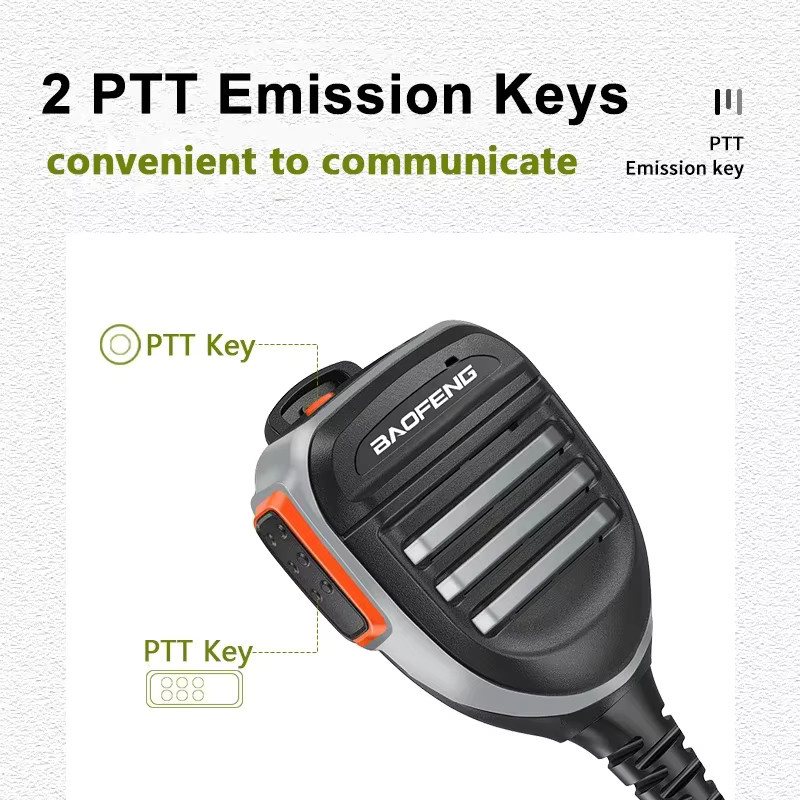 Baofeng Lautsprecher-Mikrofon UV-25 Wasserdicht mit PTT-Taste für UV-5RH PRO, QuanSheng UV-K5 und UV-K6 in Schwarz und Orange - Bild 3