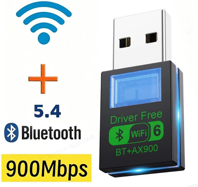 Meiteai-All 2in1 WiFi 6 und Bluetooth 5.4 USB Netzwerkkarte Dual Band 2,4G/5GHz Wireless Adapter in Schwarz - Bild 1