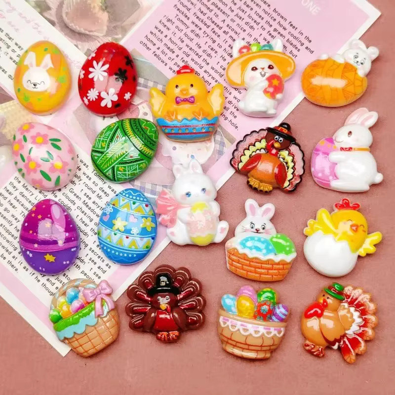 10 Stück TSXJY Cartoon Osterhase und Ei Schmuck Zubehör Set Multicolor - Bild 2