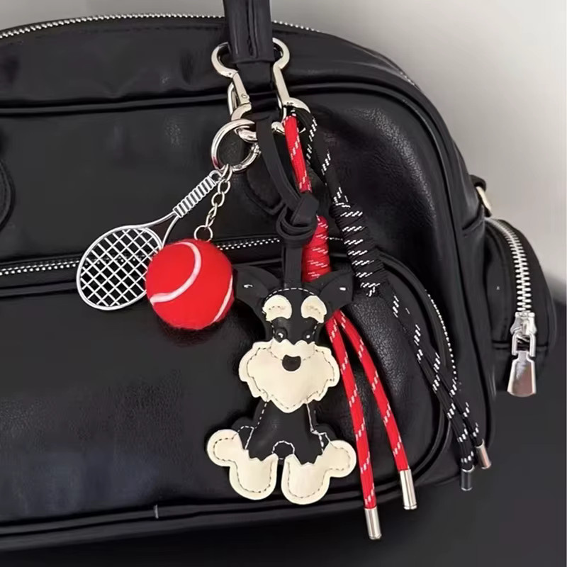 Yogodlns Schlüsselanhänger, Schnauzer-Puppen, geflochtenes Seil, Leder, Unisex - Bild 3